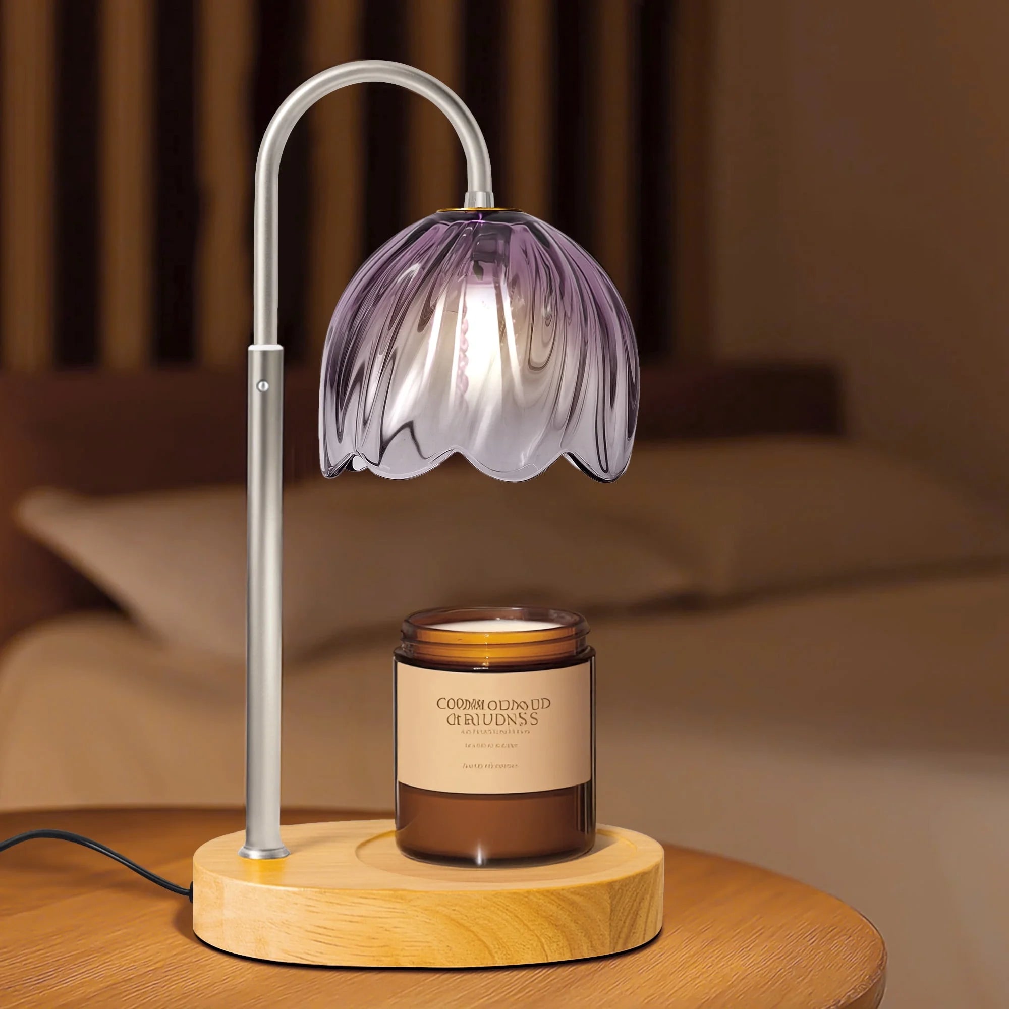 Stylish Adjustable Candle Warmer Lamp with Timer & Dimmable Features - Perfect for Cozy Home Decor - Comes with 2 Bulbs